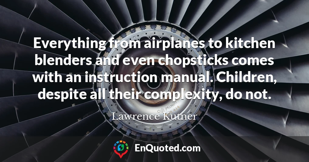 Everything from airplanes to kitchen blenders and even chopsticks comes with an instruction manual. Children, despite all their complexity, do not.