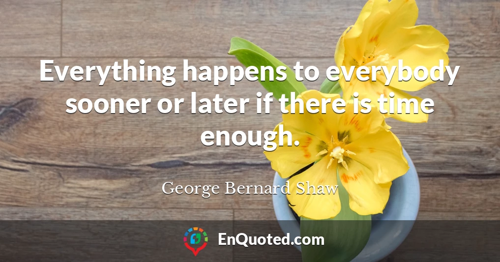 Everything happens to everybody sooner or later if there is time enough.