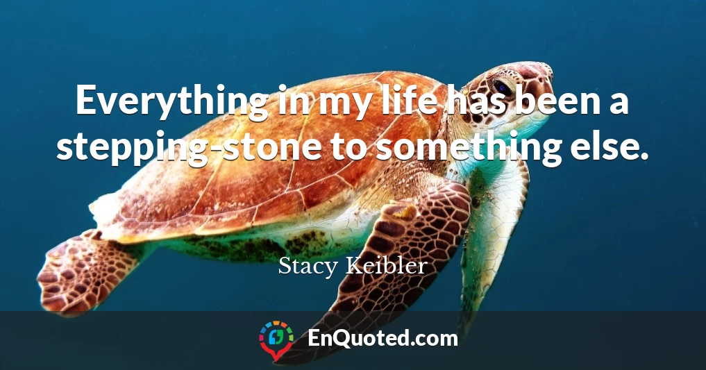 Everything in my life has been a stepping-stone to something else.