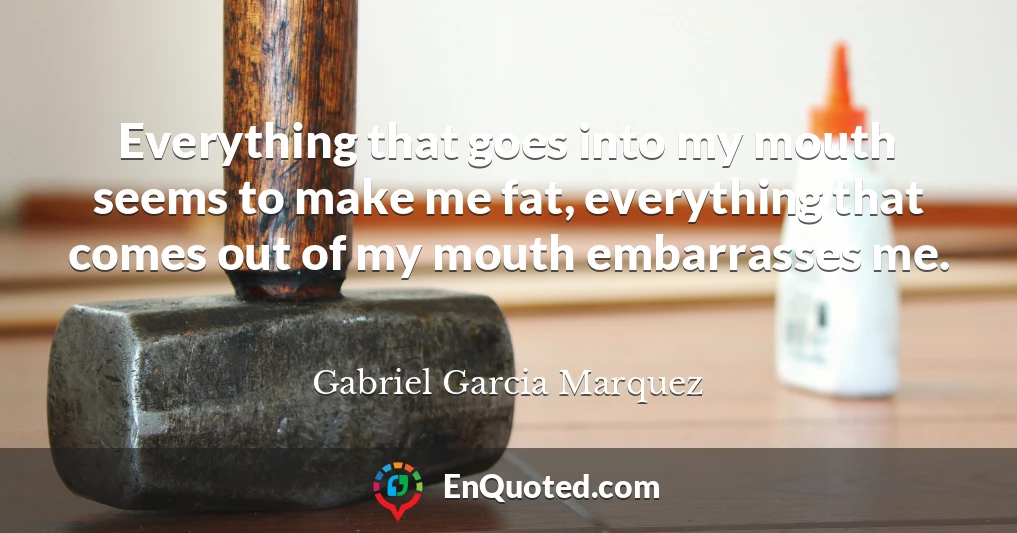 Everything that goes into my mouth seems to make me fat, everything that comes out of my mouth embarrasses me.