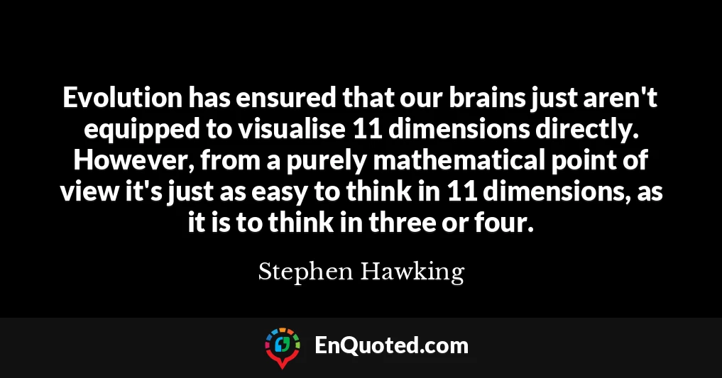 Evolution has ensured that our brains just aren't equipped to visualise 11 dimensions directly. However, from a purely mathematical point of view it's just as easy to think in 11 dimensions, as it is to think in three or four.