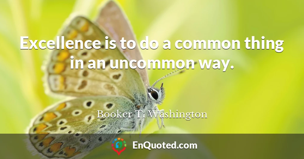 Excellence is to do a common thing in an uncommon way.