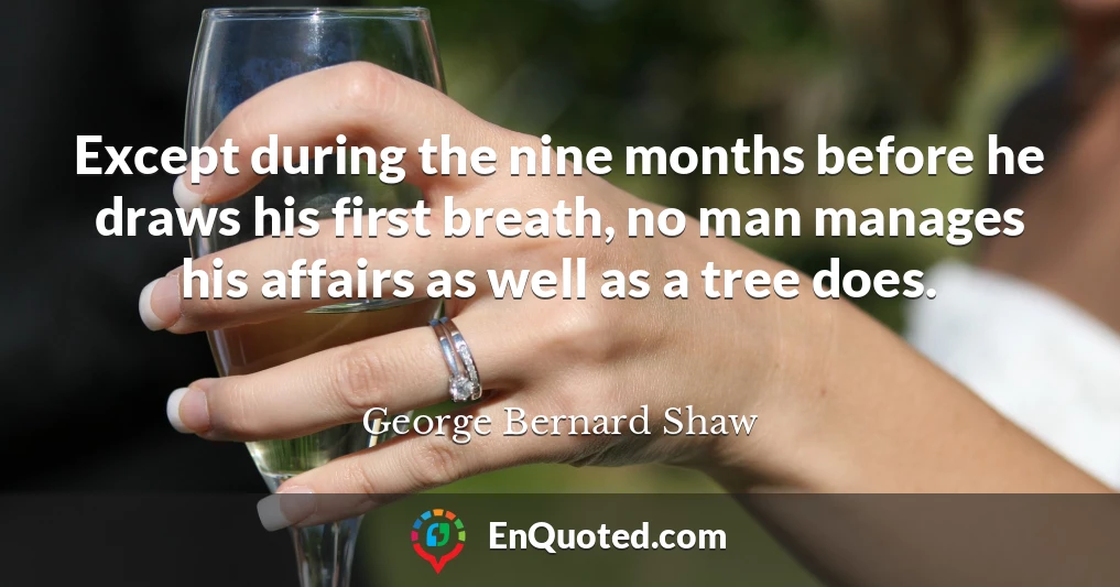 Except during the nine months before he draws his first breath, no man manages his affairs as well as a tree does.
