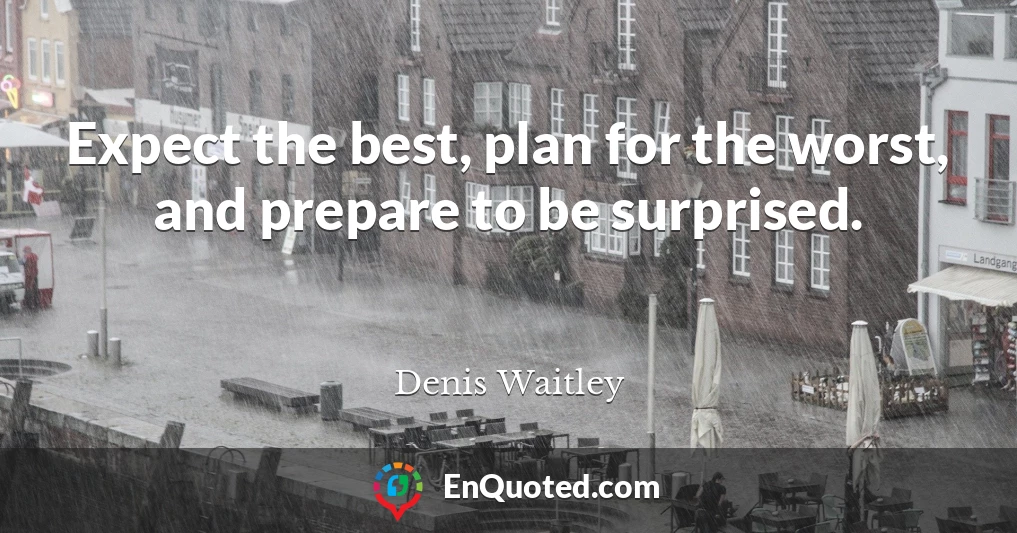 Expect the best, plan for the worst, and prepare to be surprised.