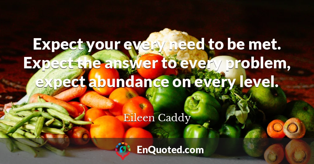 Expect your every need to be met. Expect the answer to every problem, expect abundance on every level.