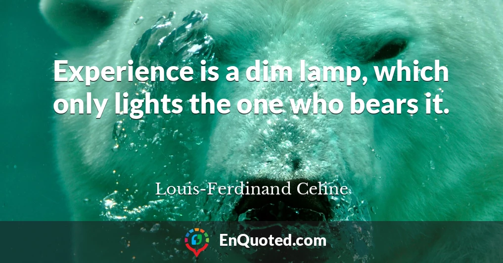 Experience is a dim lamp, which only lights the one who bears it.