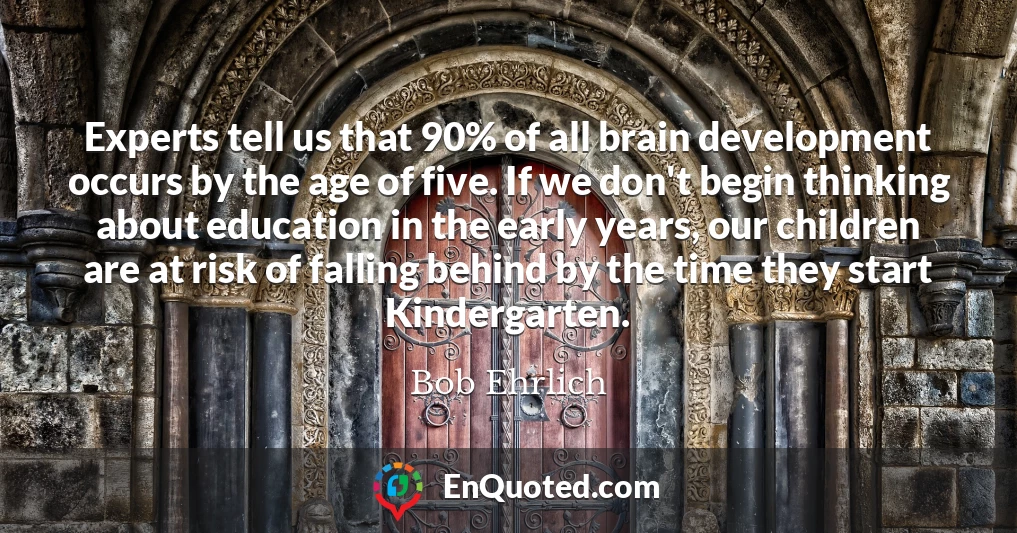 Experts tell us that 90% of all brain development occurs by the age of five. If we don't begin thinking about education in the early years, our children are at risk of falling behind by the time they start Kindergarten.