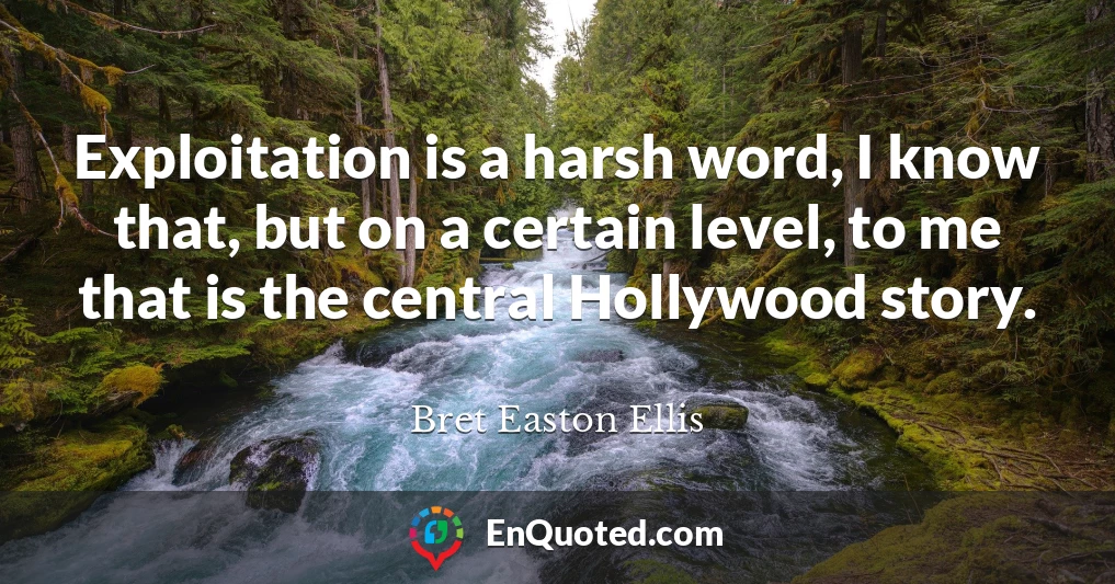 Exploitation is a harsh word, I know that, but on a certain level, to me that is the central Hollywood story.