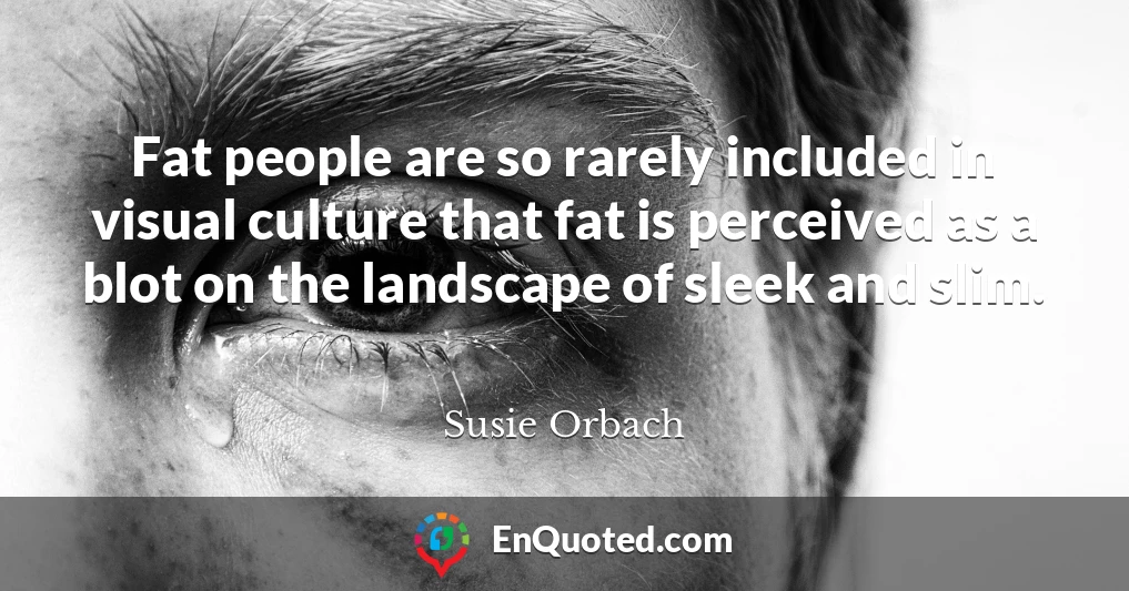 Fat people are so rarely included in visual culture that fat is perceived as a blot on the landscape of sleek and slim.