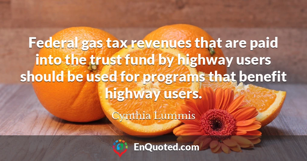 Federal gas tax revenues that are paid into the trust fund by highway users should be used for programs that benefit highway users.