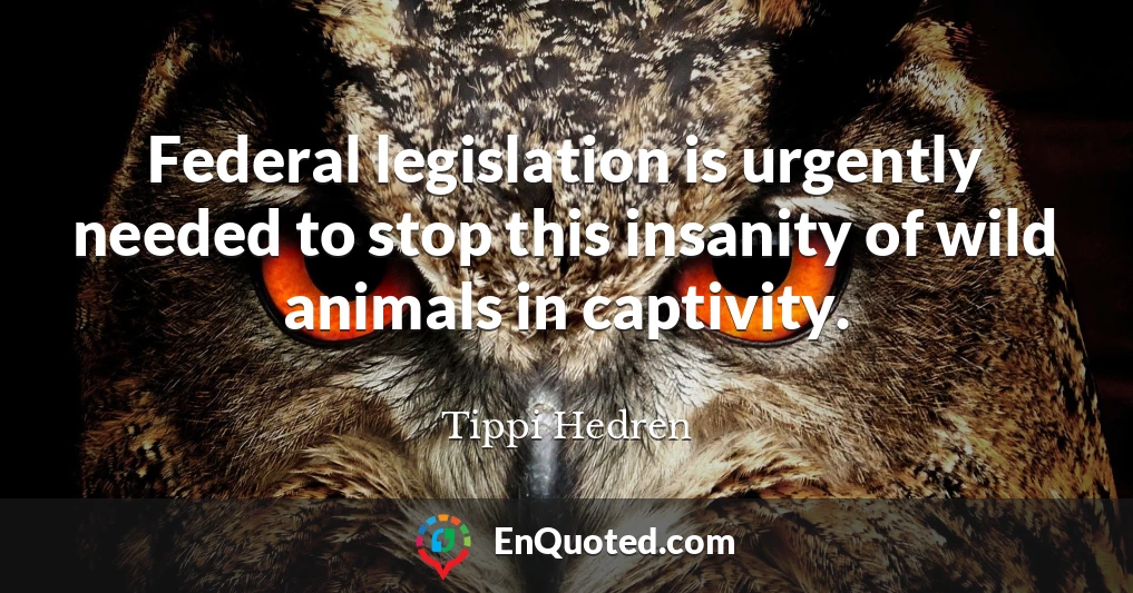 Federal legislation is urgently needed to stop this insanity of wild animals in captivity.