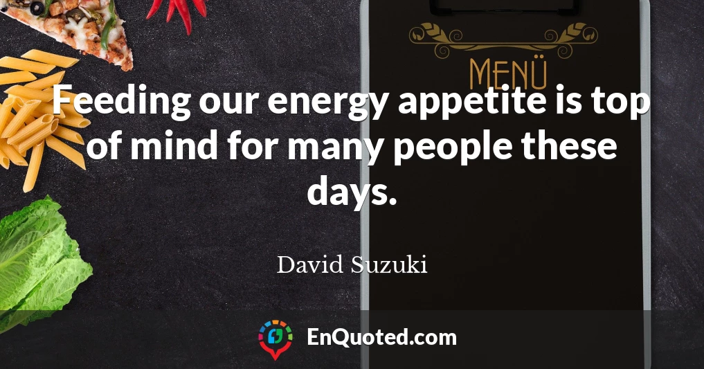 Feeding our energy appetite is top of mind for many people these days.