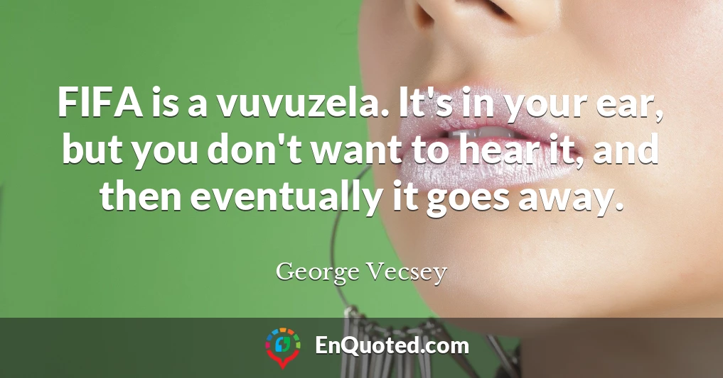 FIFA is a vuvuzela. It's in your ear, but you don't want to hear it, and then eventually it goes away.