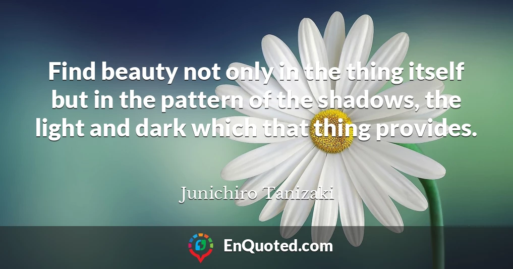 Find beauty not only in the thing itself but in the pattern of the shadows, the light and dark which that thing provides.