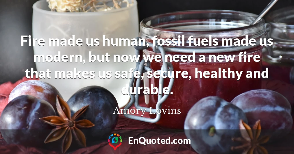 Fire made us human, fossil fuels made us modern, but now we need a new fire that makes us safe, secure, healthy and durable.