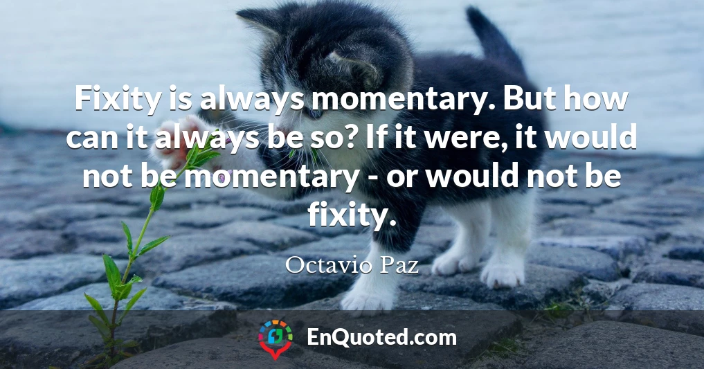 Fixity is always momentary. But how can it always be so? If it were, it would not be momentary - or would not be fixity.