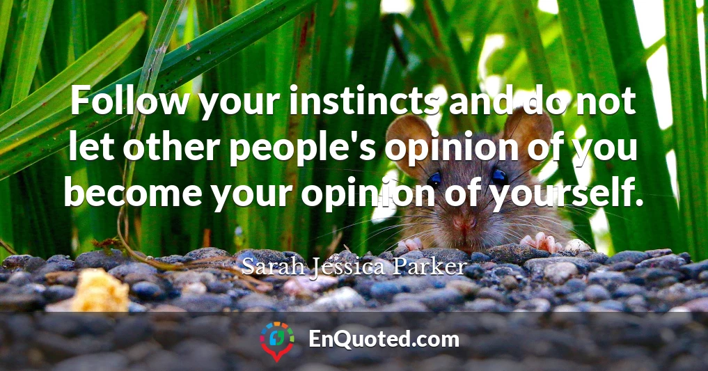 Follow your instincts and do not let other people's opinion of you become your opinion of yourself.