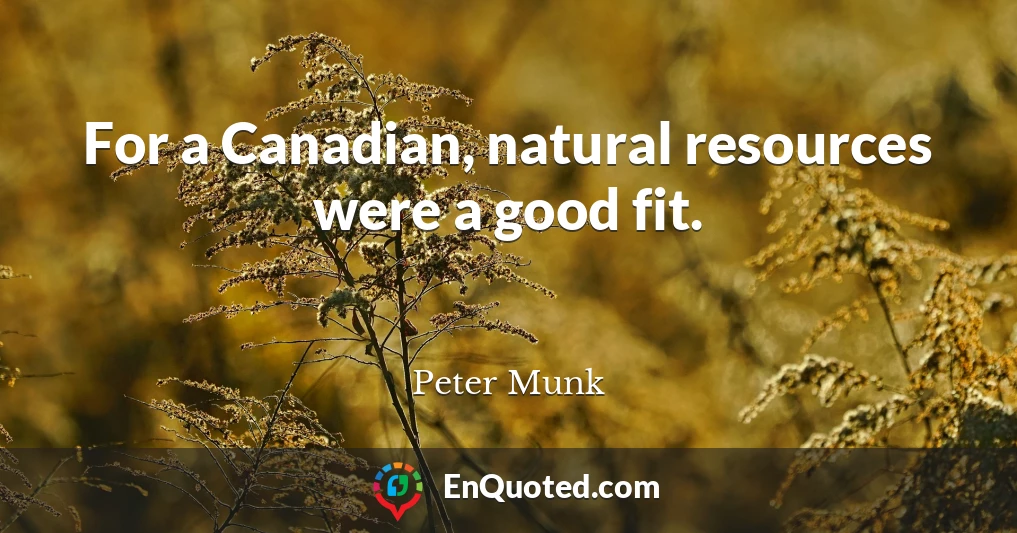 For a Canadian, natural resources were a good fit.