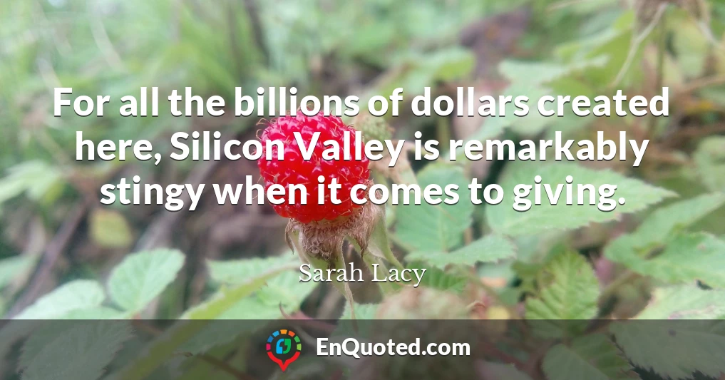 For all the billions of dollars created here, Silicon Valley is remarkably stingy when it comes to giving.
