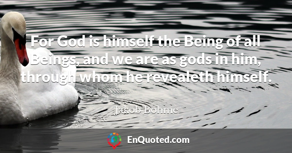 For God is himself the Being of all Beings, and we are as gods in him, through whom he revealeth himself.
