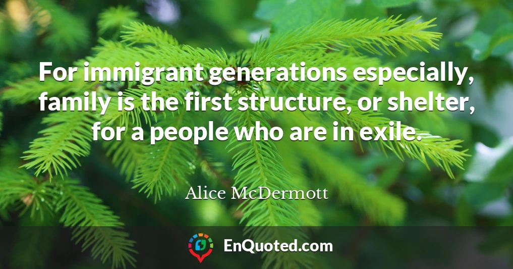 For immigrant generations especially, family is the first structure, or shelter, for a people who are in exile.