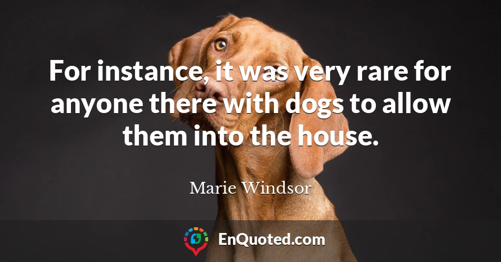 For instance, it was very rare for anyone there with dogs to allow them into the house.