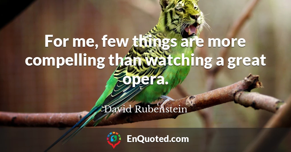 For me, few things are more compelling than watching a great opera.