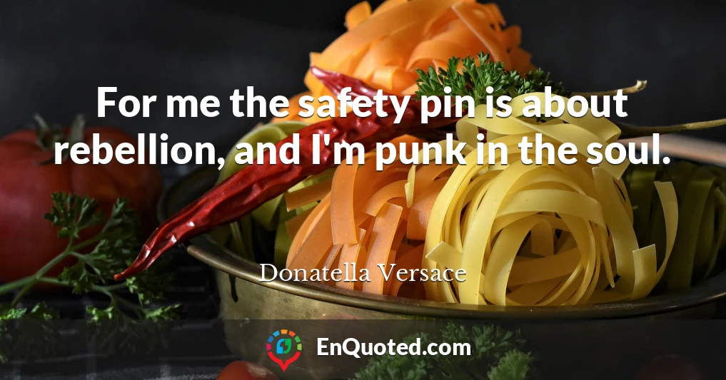 For me the safety pin is about rebellion, and I'm punk in the soul.