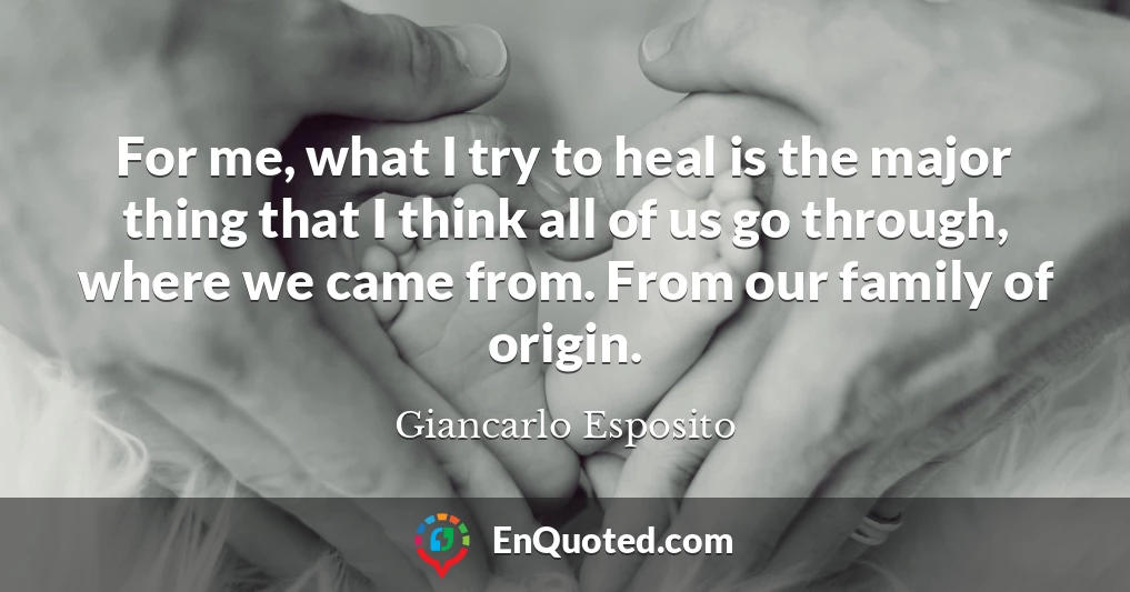 For me, what I try to heal is the major thing that I think all of us go through, where we came from. From our family of origin.