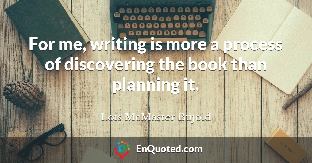 For me, writing is more a process of discovering the book than planning it.