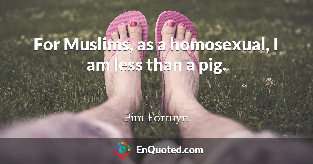 For Muslims, as a homosexual, I am less than a pig.