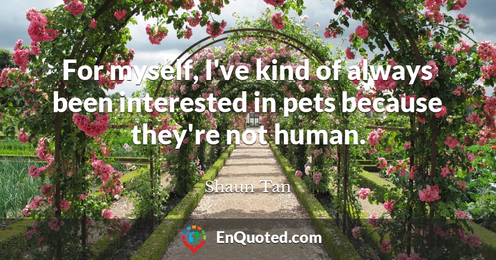 For myself, I've kind of always been interested in pets because they're not human.