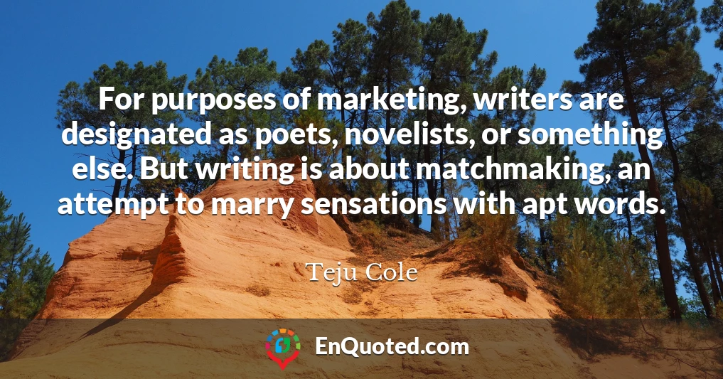 For purposes of marketing, writers are designated as poets, novelists, or something else. But writing is about matchmaking, an attempt to marry sensations with apt words.