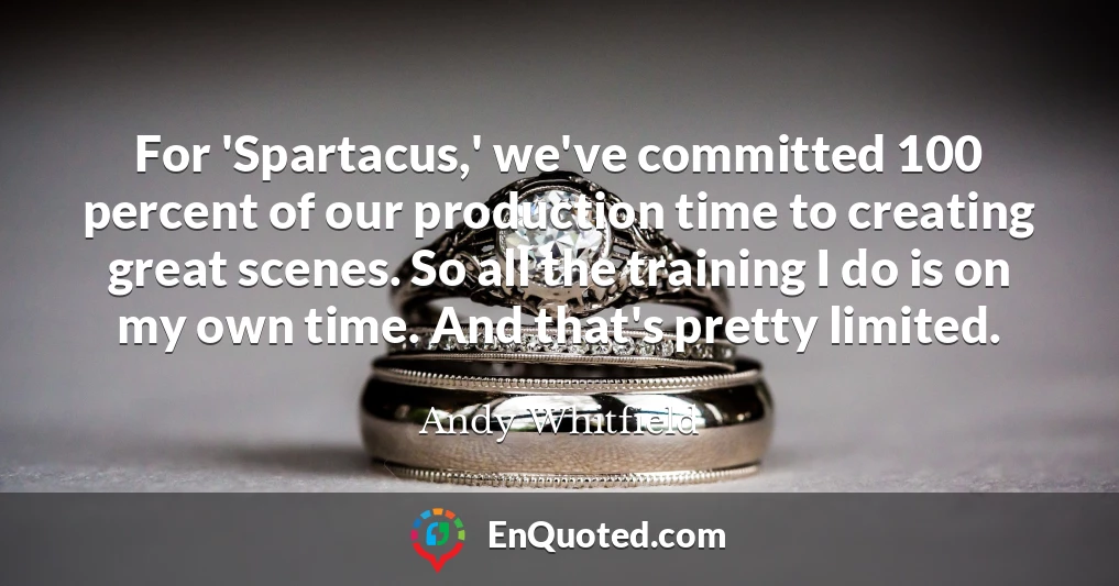 For 'Spartacus,' we've committed 100 percent of our production time to creating great scenes. So all the training I do is on my own time. And that's pretty limited.