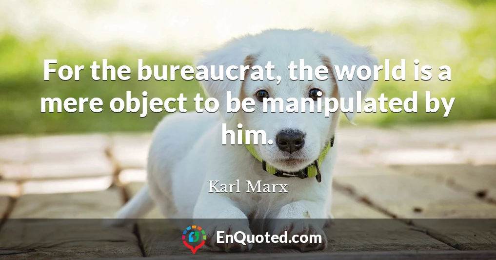 For the bureaucrat, the world is a mere object to be manipulated by him.