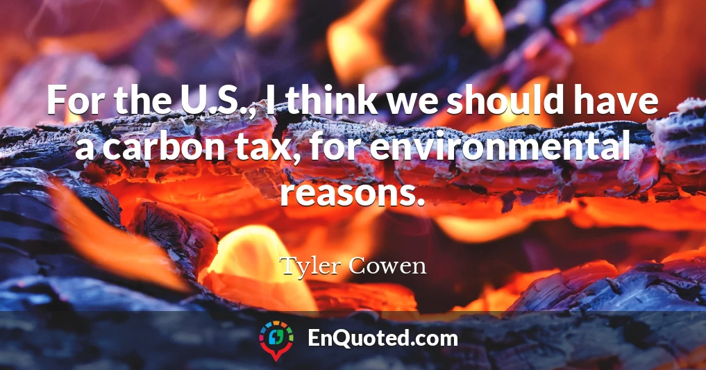 For the U.S., I think we should have a carbon tax, for environmental reasons.