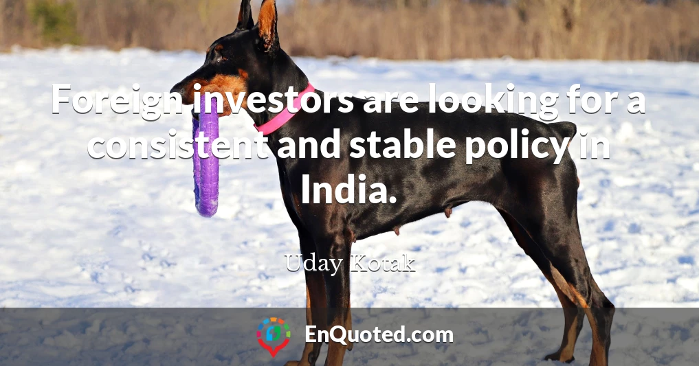 Foreign investors are looking for a consistent and stable policy in India.