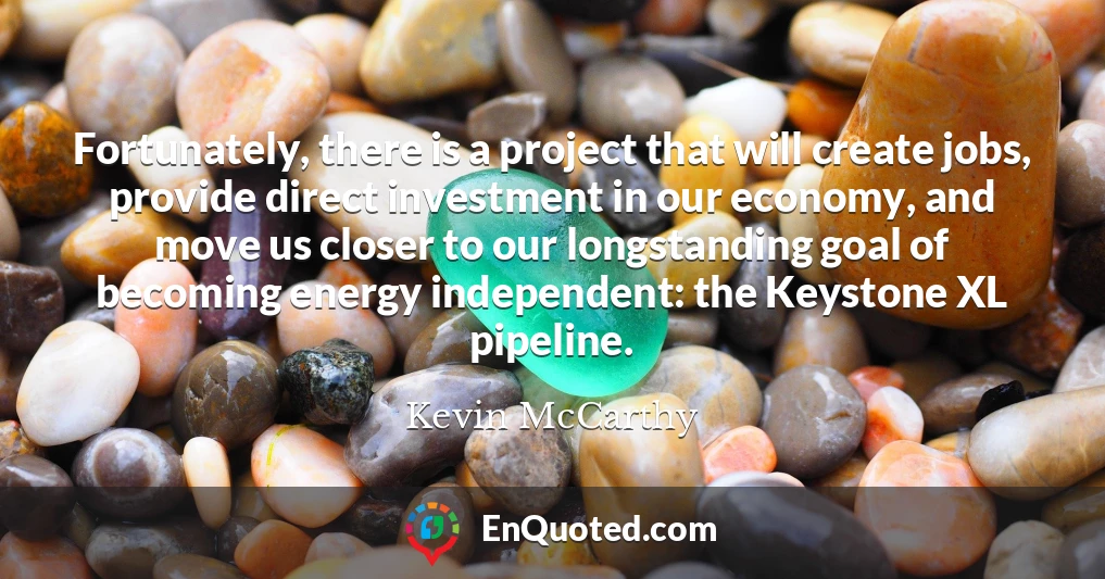 Fortunately, there is a project that will create jobs, provide direct investment in our economy, and move us closer to our longstanding goal of becoming energy independent: the Keystone XL pipeline.