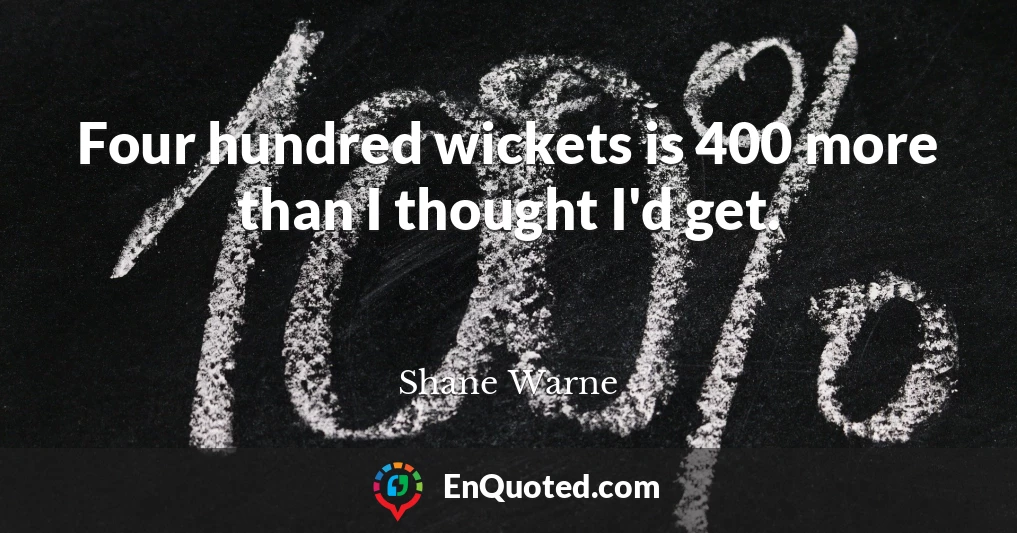 Four hundred wickets is 400 more than I thought I'd get.