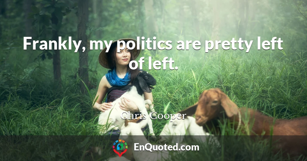 Frankly, my politics are pretty left of left.