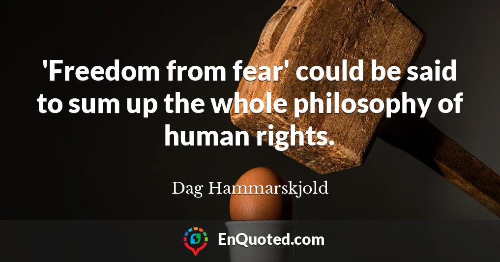'Freedom from fear' could be said to sum up the whole philosophy of human rights.