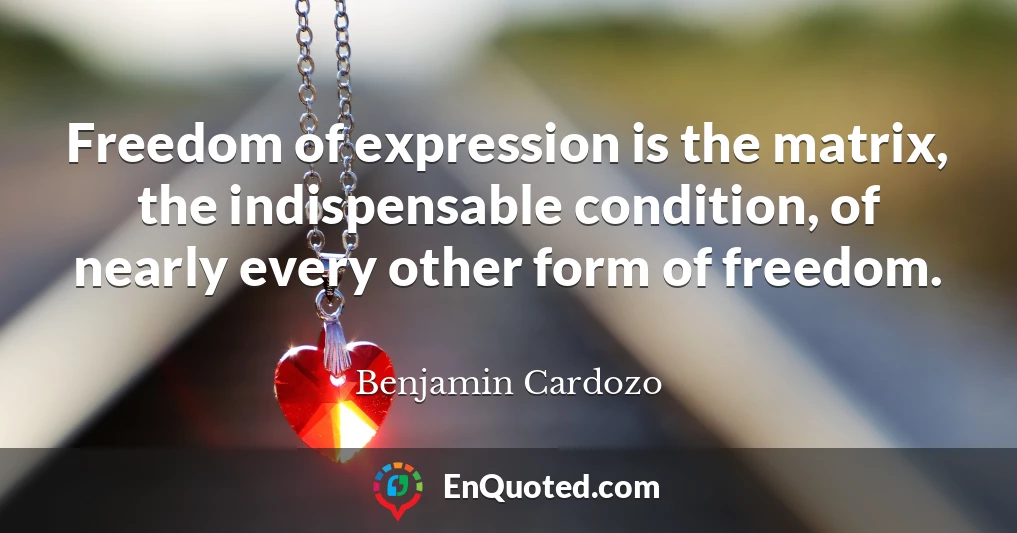 Freedom of expression is the matrix, the indispensable condition, of nearly every other form of freedom.