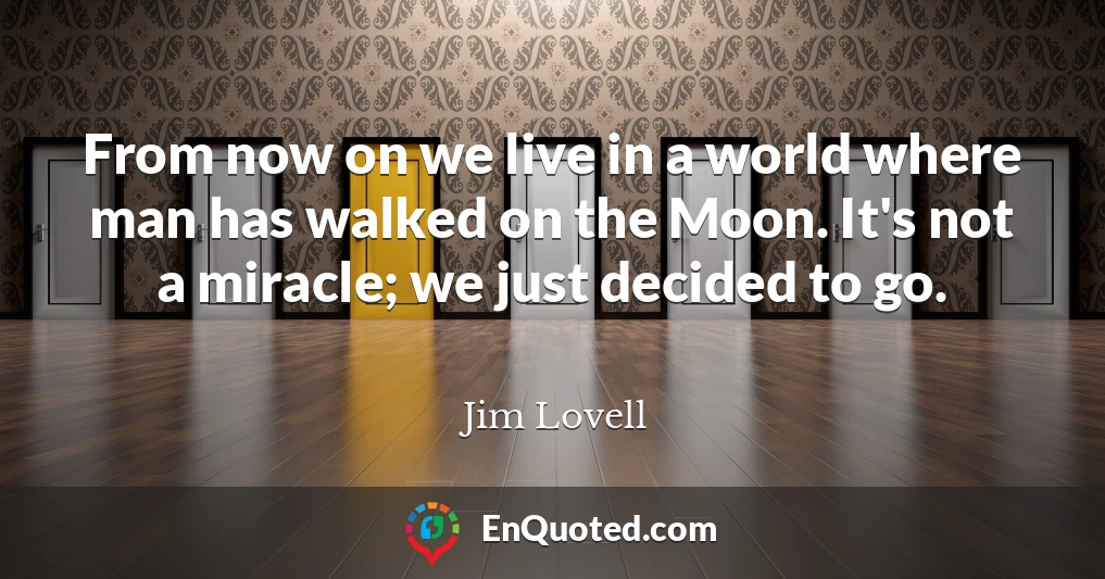 From now on we live in a world where man has walked on the Moon. It's not a miracle; we just decided to go.