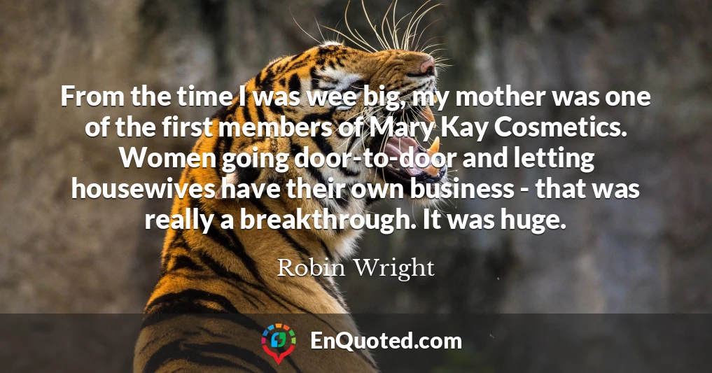 From the time I was wee big, my mother was one of the first members of Mary Kay Cosmetics. Women going door-to-door and letting housewives have their own business - that was really a breakthrough. It was huge.