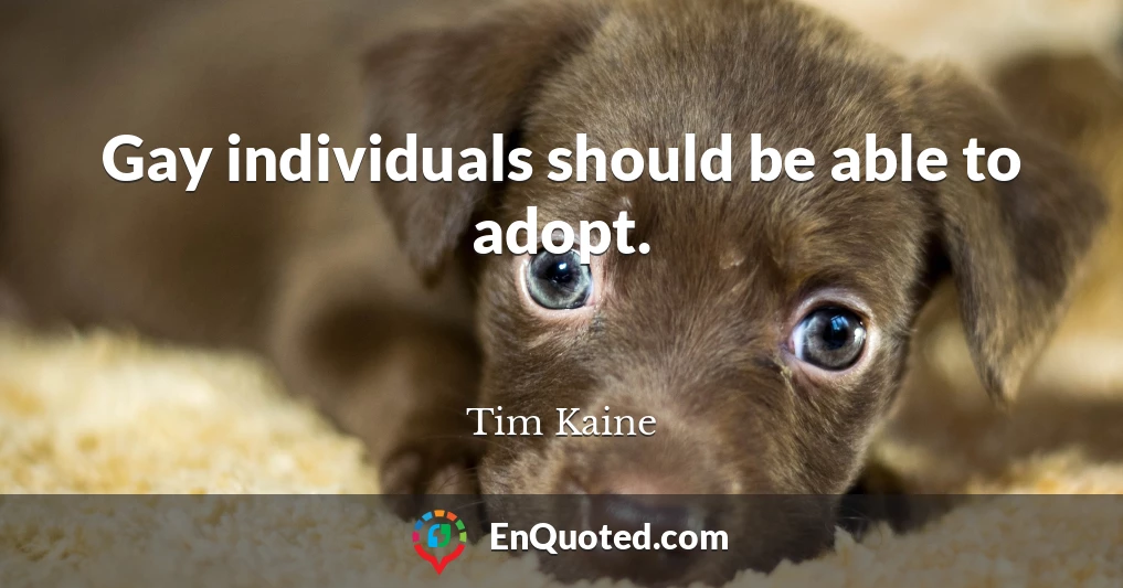 Gay individuals should be able to adopt.