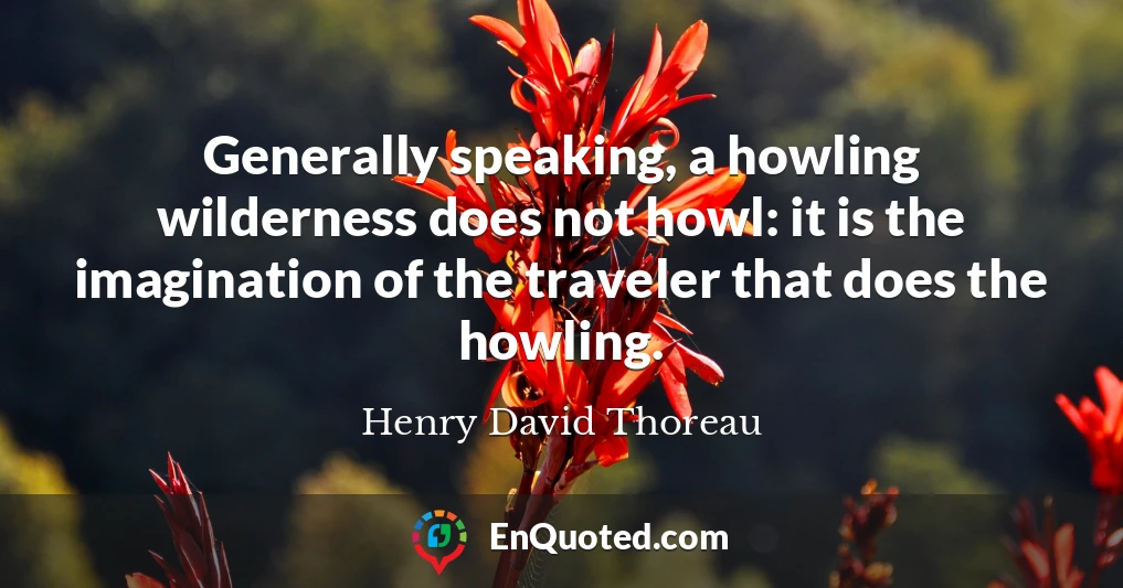 Generally speaking, a howling wilderness does not howl: it is the imagination of the traveler that does the howling.