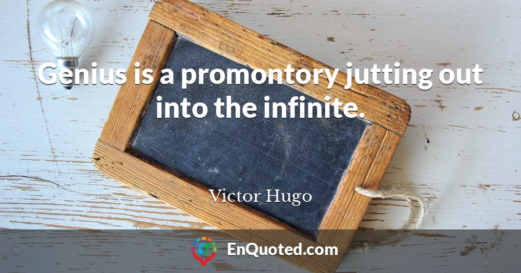Genius is a promontory jutting out into the infinite.