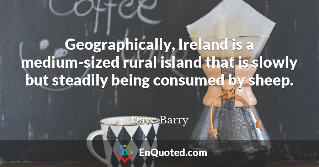 Geographically, Ireland is a medium-sized rural island that is slowly but steadily being consumed by sheep.