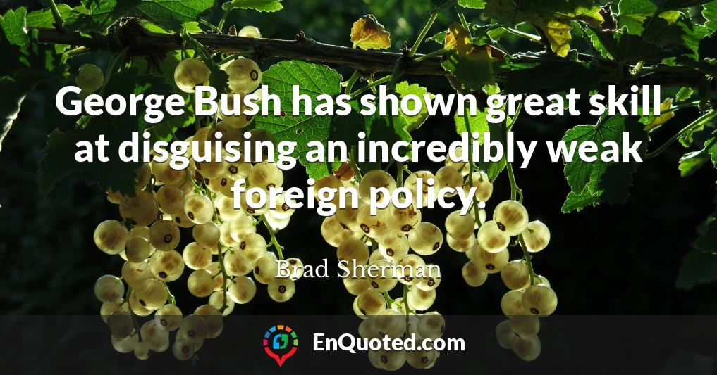 George Bush has shown great skill at disguising an incredibly weak foreign policy.