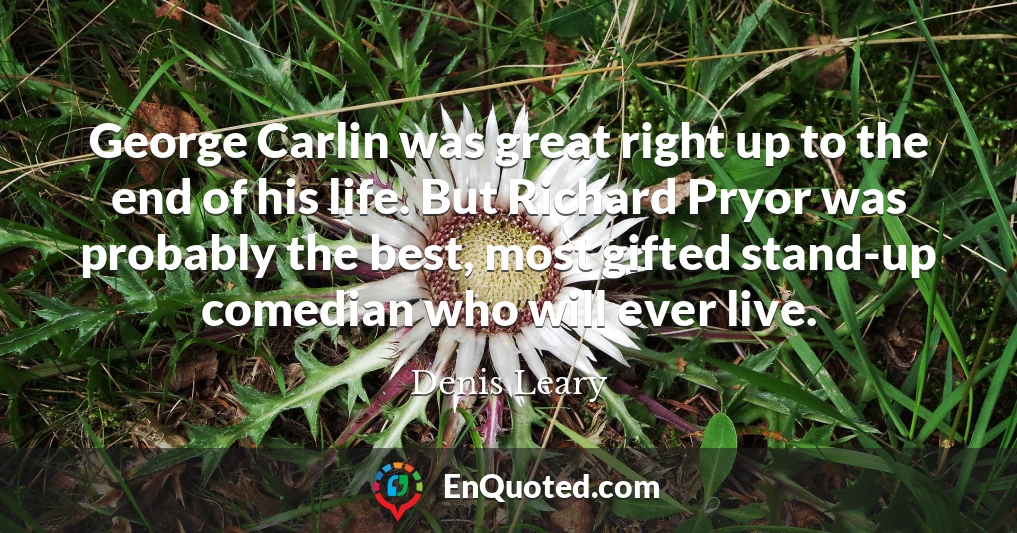 George Carlin was great right up to the end of his life. But Richard Pryor was probably the best, most gifted stand-up comedian who will ever live.